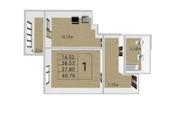 1-к квартира, 37,8 м², 5/12 эт.
