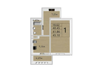 1-к квартира, 41,8 м², 5/12 эт.