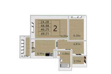 2-к квартира, 46,2 м², 5/12 эт.