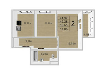 2-к квартира, 50,6 м², 5/12 эт.